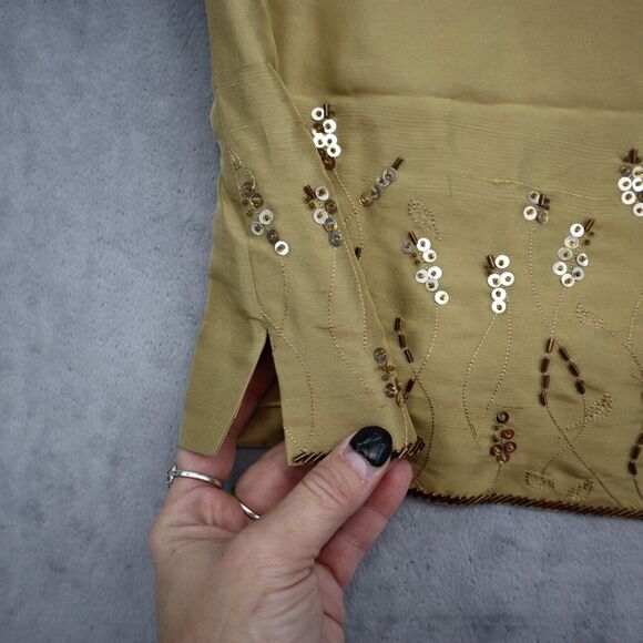 ISC Shirt Womens L Gold Sequin Sleeveless Scoop Neck Side Zip Casual Top - Picture 10 of 14